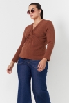 Plain ribbed knit t-shirt