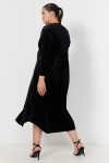 Long wrap dress in smooth stretch velvet