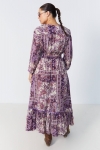 Long dress printed with lurex thread and smocked waist