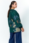 Flowing blouse with floral print and lurex thread