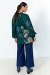 Flowing blouse with floral print and lurex thread