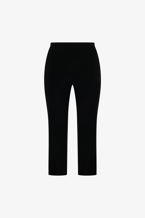 Straight pants in smooth stretch velvet