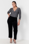 Straight pants in smooth stretch velvet