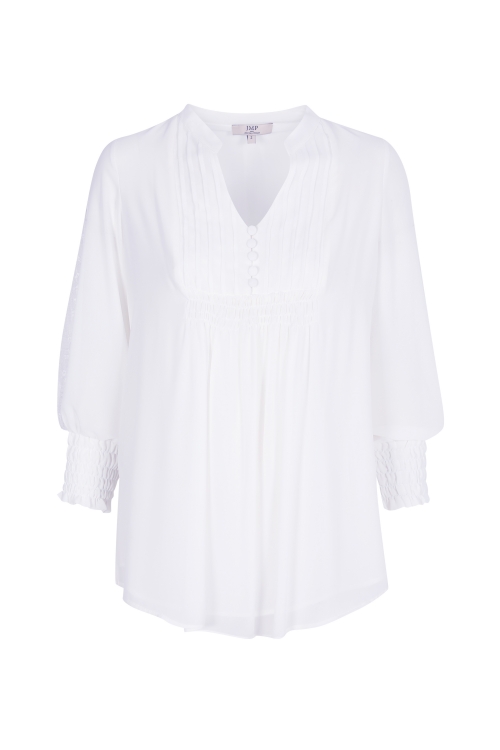 Blouse doublée en voile uni avec dentelle