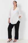 Plain voile blouse with lace