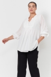 Plain voile blouse with lace