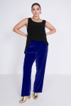 Straight pants in smooth stretch velvet