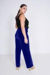 Straight pants in smooth stretch velvet