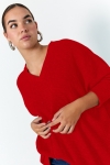 Oversized plain knit sweater with honeycomb effect