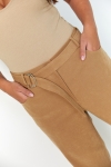 Plain straight pants with belt and stirrup