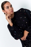 Astro print blouse with plain braid inlay