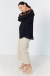 Plain T-shaped voile blouse with layering effect