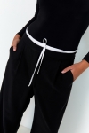 Wide double-waisted pants in highly elastic bimaterial