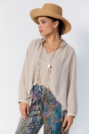 Blouse en voile uni en superposition