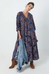 Bohemian long dress floral print eco-responsible fabric