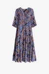 Bohemian long dress floral print eco-responsible fabric