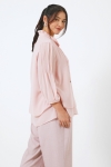 Plain voile blouse layered with a Mao collar