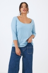 Shiny ribbed knit t-shirt