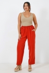 Straight-fit, elasticated, plain tailored trousers 