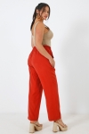 Straight-fit, elasticated, plain tailored trousers 