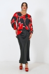 Satin floral print blouse