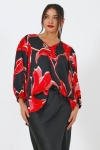 Satin floral print blouse