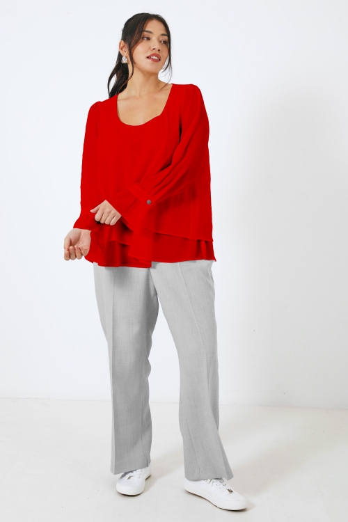 Plain voile blouse in overlay