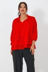 Plain voile blouse layered with a Mao collar