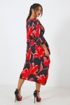 Long printed dress with cascading sides