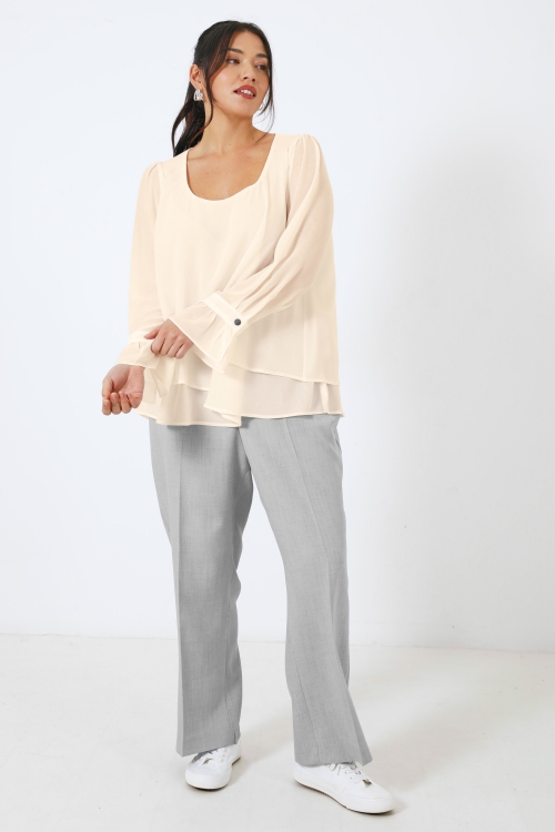 Plain voile blouse in overlay