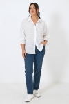 Plain embroidered cotton voile batwing shirt 