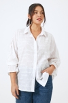 Plain embroidered cotton voile batwing shirt 