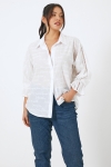 Plain embroidered cotton voile batwing shirt 