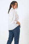 Plain embroidered cotton voile batwing shirt 