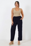 Plain tailored trousers with elasticated waist