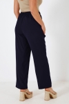 Pantalon de tailleur uni élastiqué à la taille