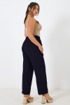 Pantalon de tailleur uni élastiqué à la taille