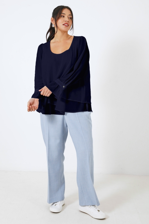 Plain voile blouse in overlay