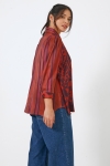 Satin shirt with flower and stripe patch