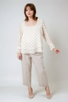 Blouse in voile with polka dot print overlay