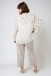 Blouse in voile with polka dot print overlay