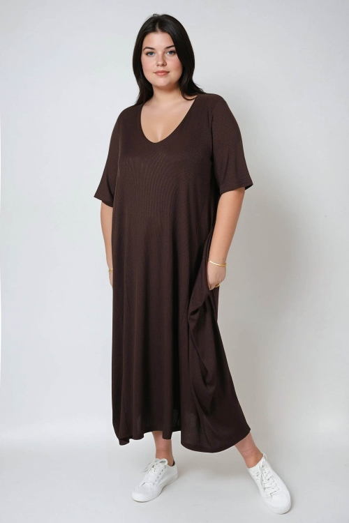 Robe longue oversize en maille fluide 