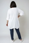 Plain knit tunic with V-neck and crisscross detailing