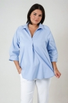 V-neck poplin blouse