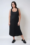 Long sleeveless ribbed knit dress.