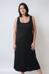 Long sleeveless ribbed knit dress.