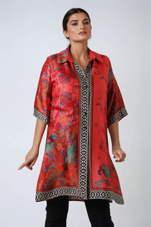 Tunique imprimée motif graphique viscose ultra fluide