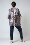 Printed viscose satin crepe mandarin collar shirt 