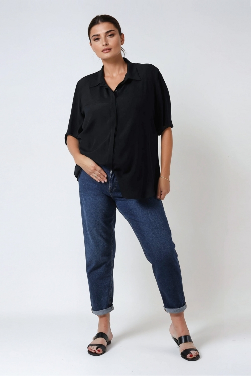 Plain shirt in ultra-fluid viscose crepe 