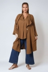 Jacket with waterfall collar in viscose linen